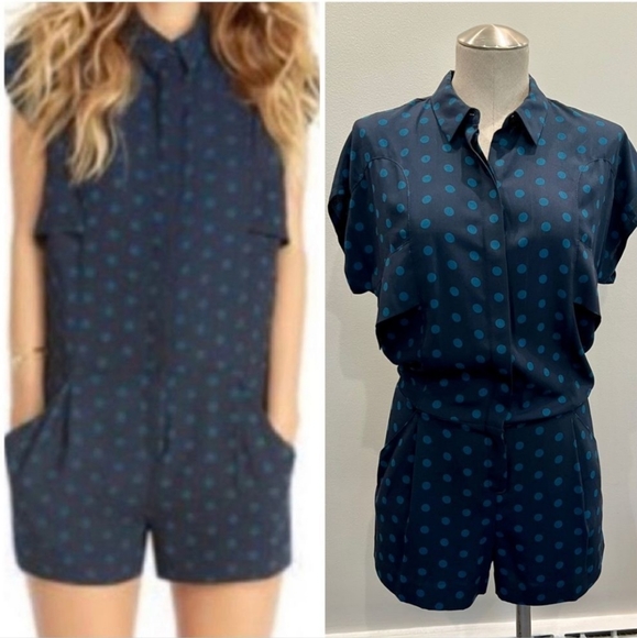 RACHEL Rachel Roy Pants - RACHEL Rachel Roy Navy Polka Dot Romper Size 6